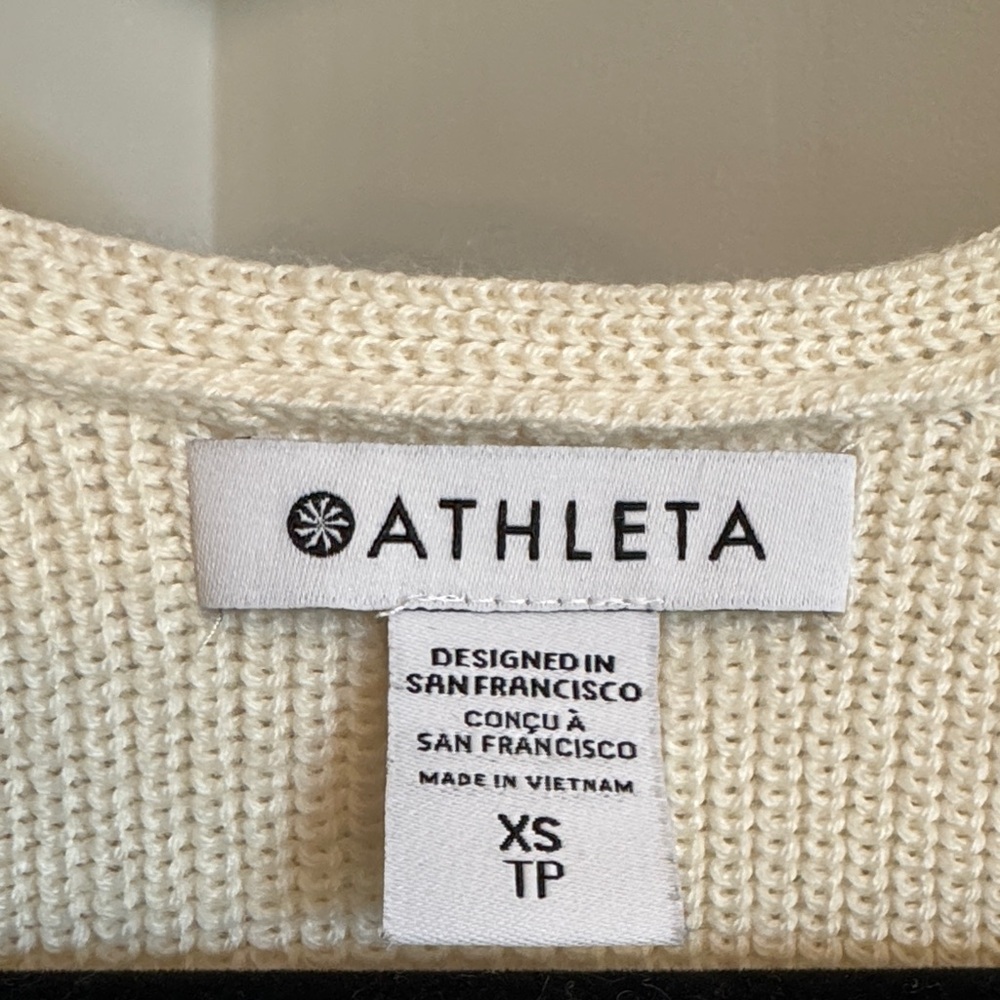 Athleta Women's V-Neck Cream Sweater - Picture 2 of 4